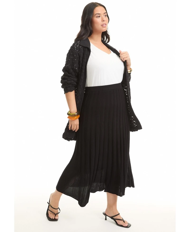 June + Vie Women's Pleated Midi Skirt