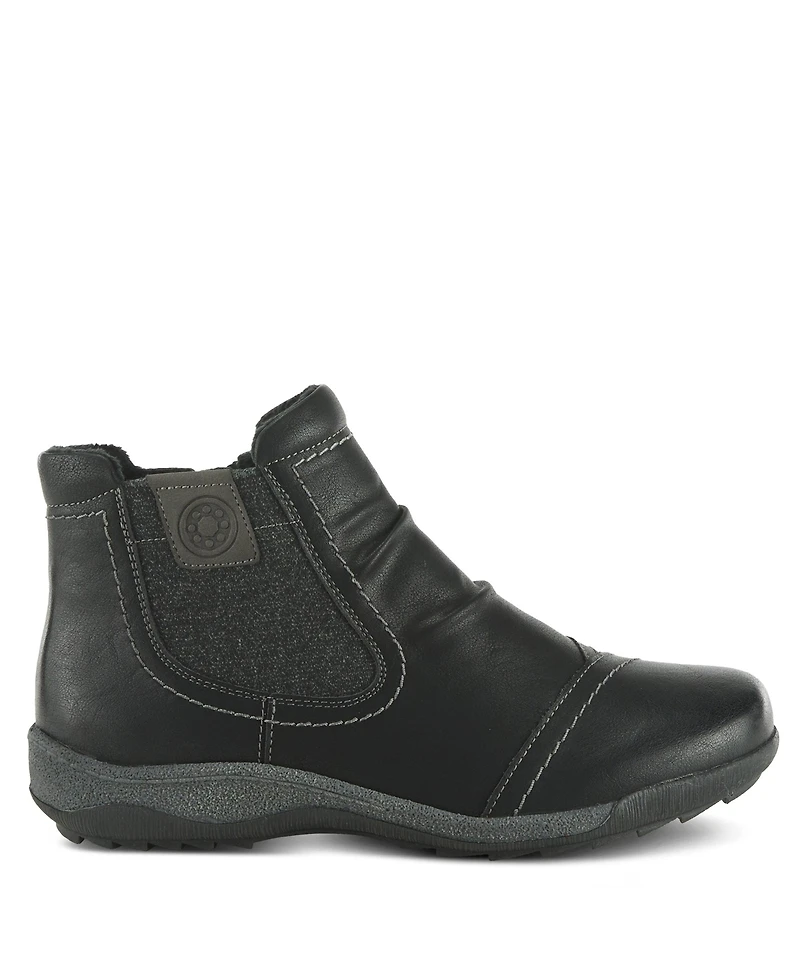 Spring Step Atella Low Profile Bootie with Elastic Gore, Inside Zipper, and Cushioned Insole
