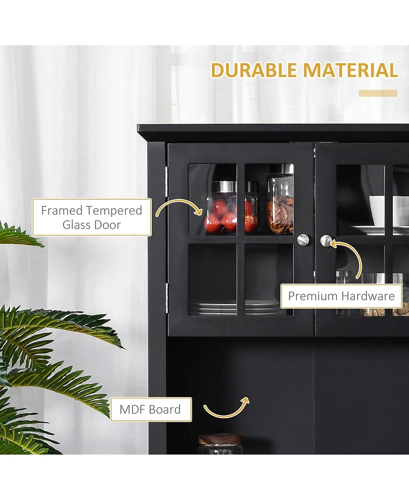 Slickblue Wooden Kitchen Storage Cabinet with Adjustable Shelves for Dining Room and Pantry