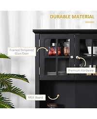 Slickblue Wooden Kitchen Storage Cabinet with Adjustable Shelves for Dining Room and Pantry