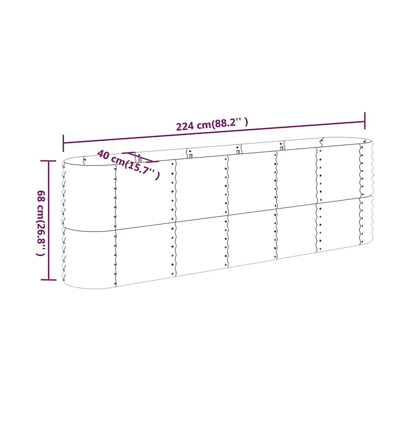 Garden Raised Bed Anthracite Powder-coated steel Large Durable