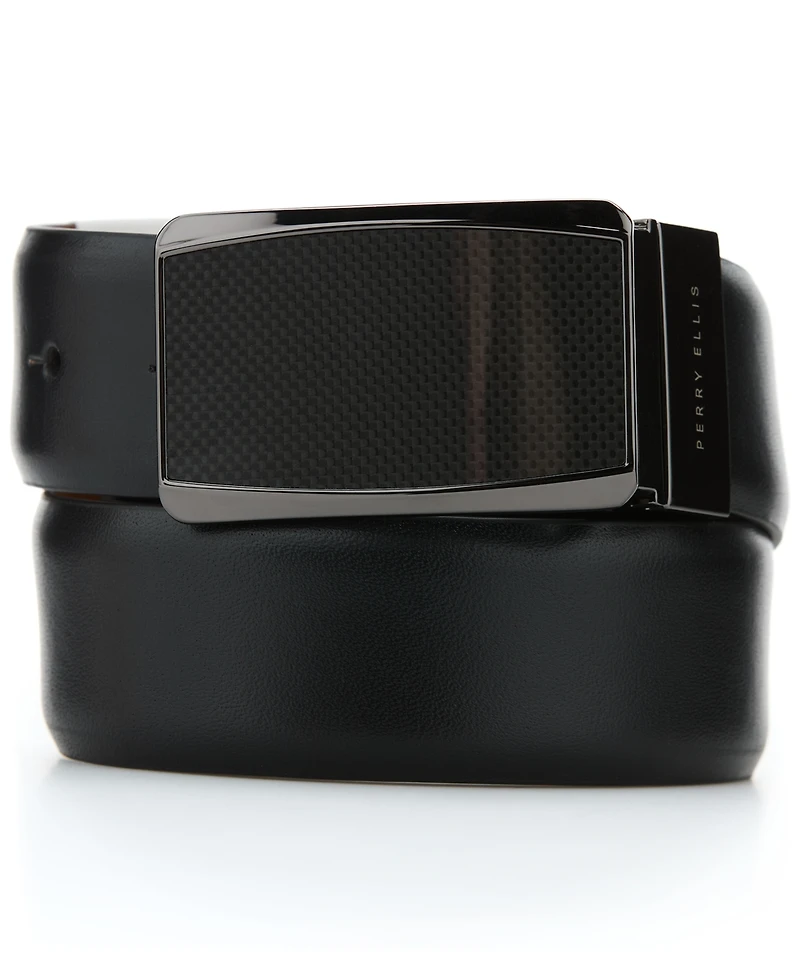 Perry Ellis Portfolio Men's Plaque Reversible Belt