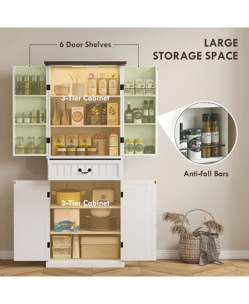 Slickblue Modern Wooden Kitchen Storage Cabinet with Adjustable Shelves for Pantry and Dining Room