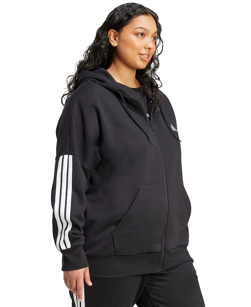 adidas Plus Essentials 3-Stripes Full-Zip Fleece Hoodie