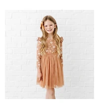 Sweet Wink Little and Big Girls Ditsy Fall Floral Long Sleeve Tutu Dress