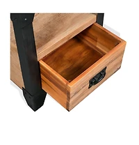 Nightstand Brushed Acacia Wood Solid Acacia Wood