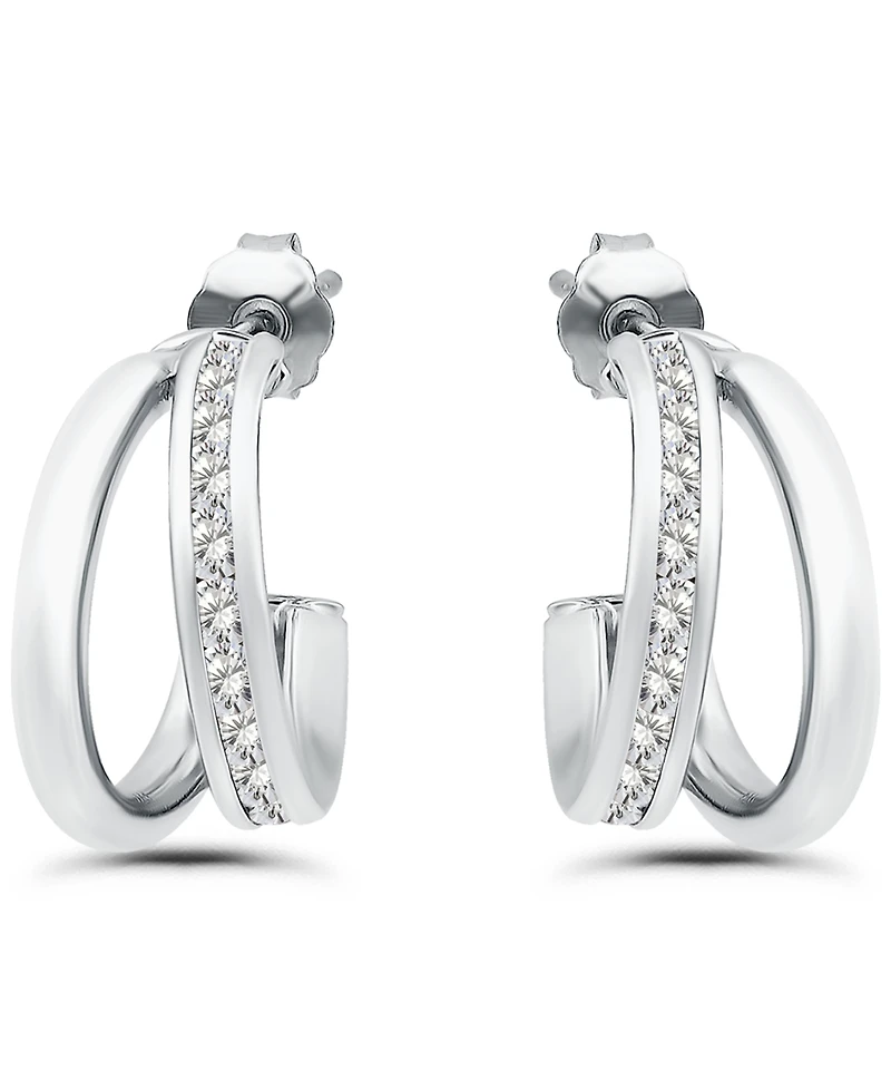 Giani Bernini Cubic Zirconia Combo Half Hoop Earrings (1-7/8 ct. t.w.) 18K Gold Over Sterling Silver, Macy's Exclusive