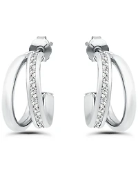Giani Bernini Cubic Zirconia Combo Half Hoop Earrings (1-7/8 ct. t.w.) 18K Gold Over Sterling Silver, Macy's Exclusive