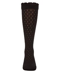 Memoi Little Girls Pointelle Soft Stretch Cotton Knee Socks