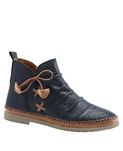 Spring Step Pomeroy Leather Booties with Basketweave Toe and Lightweight Flexible Sole