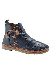 Spring Step Pomeroy Leather Booties with Basketweave Toe and Lightweight Flexible Sole