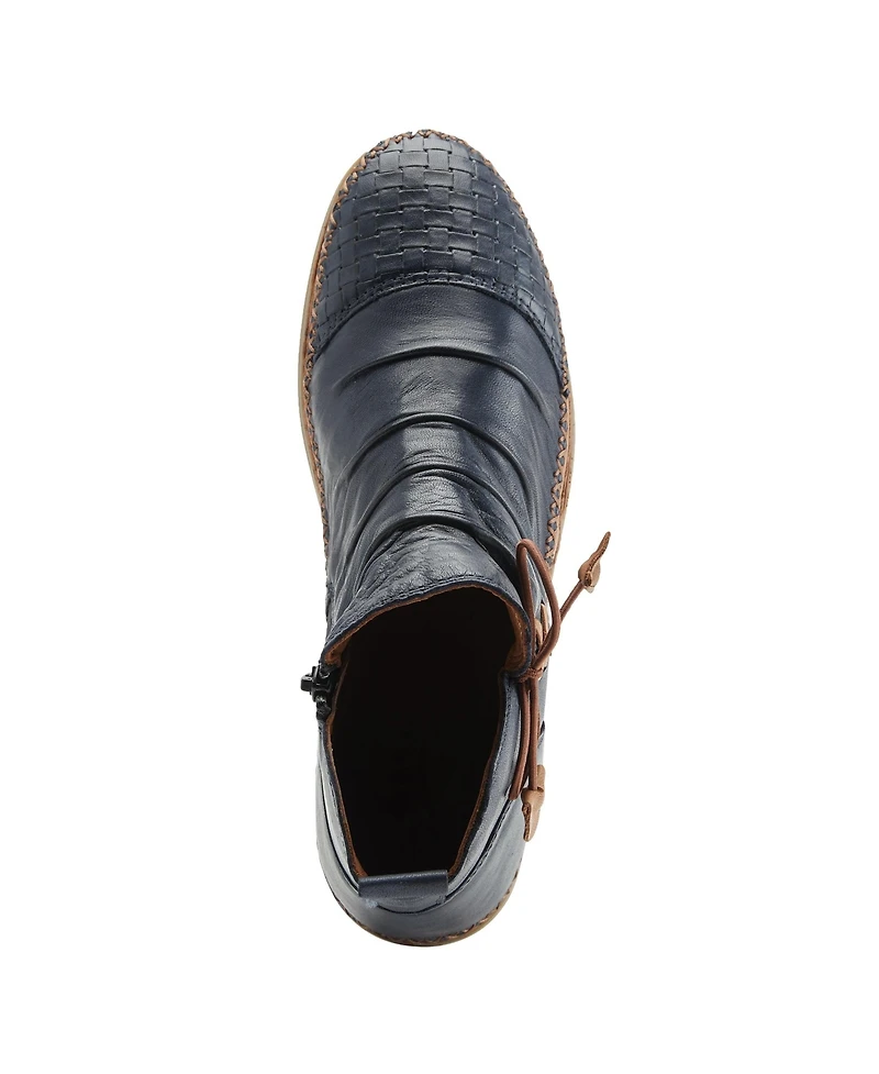 Spring Step Pomeroy Leather Booties with Basketweave Toe and Lightweight Flexible Sole