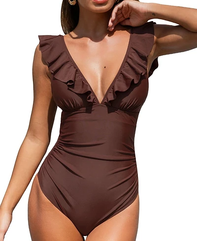 Cupshe Women's Ruffled Lace Up One Piece Swimsuits