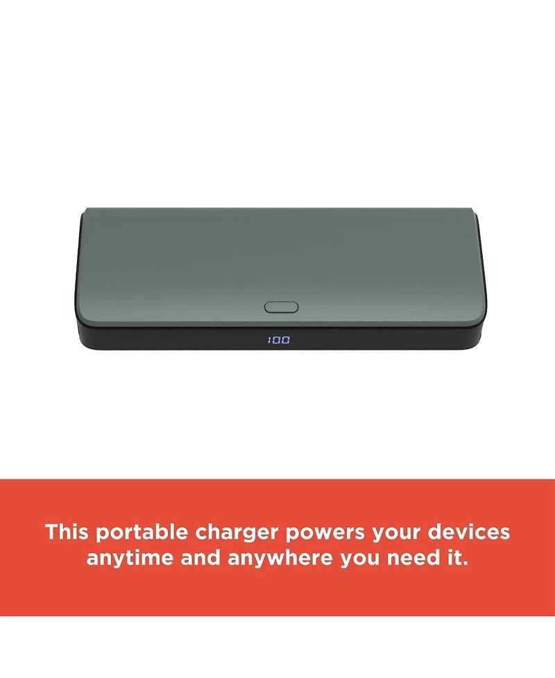 RadioShack Portable Slim Charger 20,000 mAh 74 Wh Gray With Led Display On Charge Level Usb A and Usb C Out QC3.0 and Usb C In Black 2309278