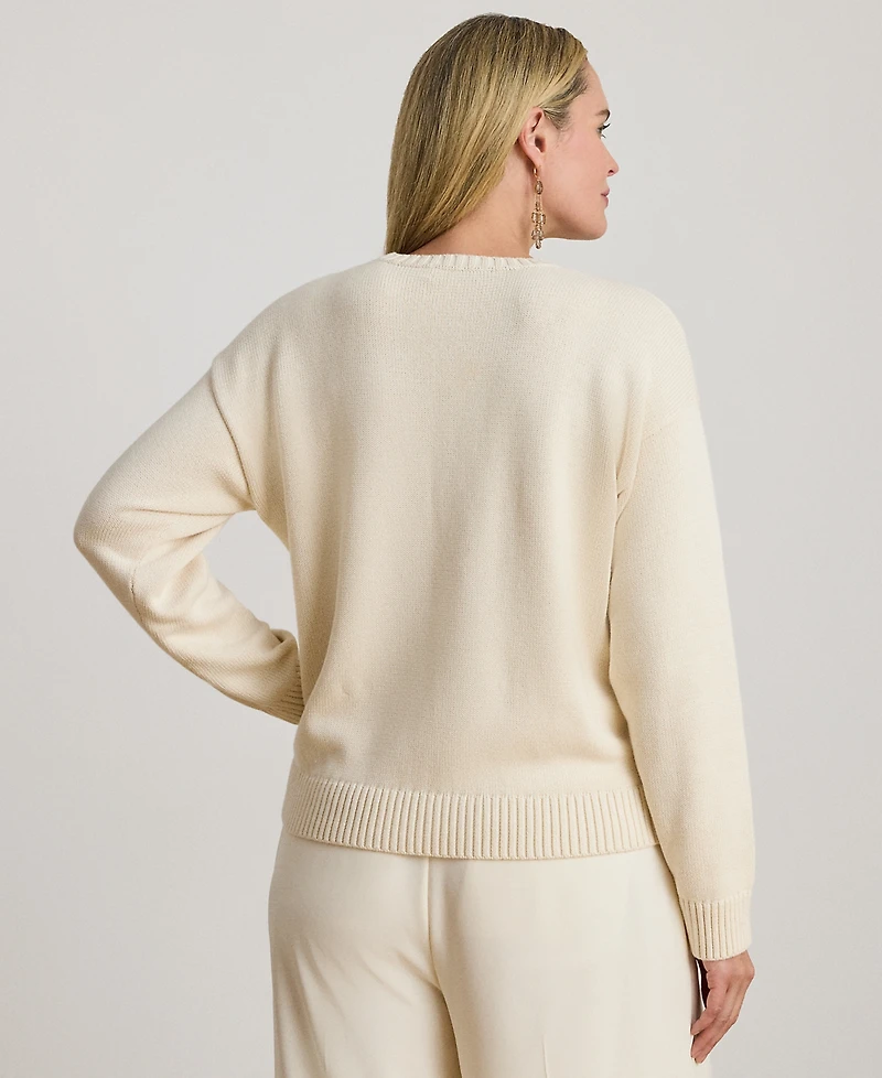 Lauren Ralph Plus Intarsia-Knit Golden Retriever Crewneck Sweater
