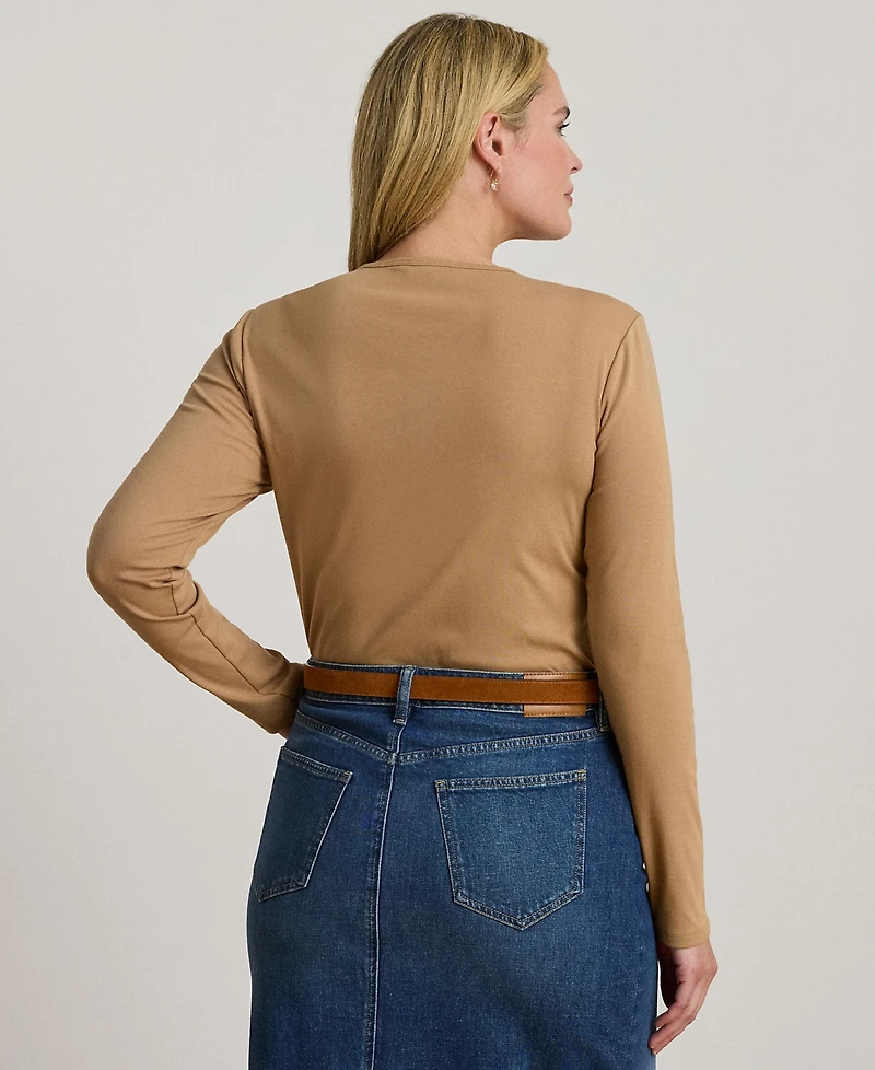 Lauren Ralph Plus Stretch Long Sleeve T-Shirt