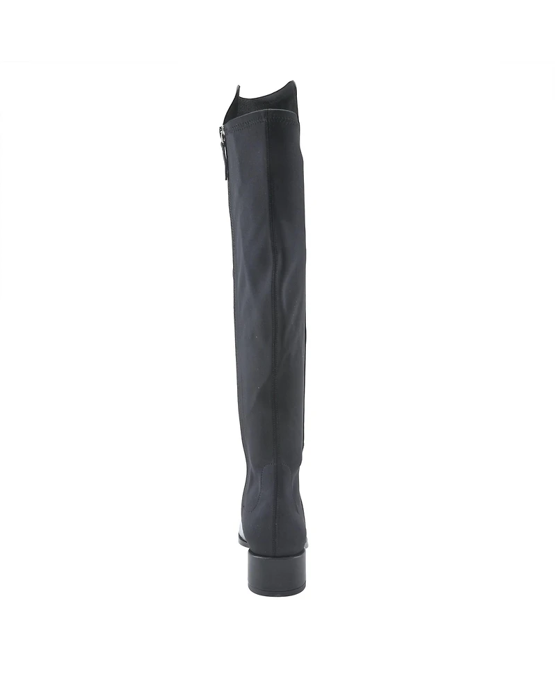 Spring Step Rider Over-the-Knee Leather Boot with Stretch Back Panel and Leather-Wrapped Heel