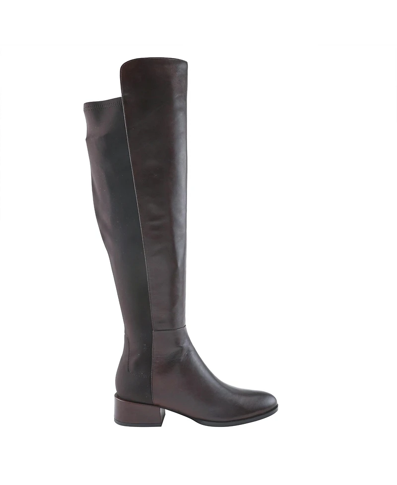 Spring Step Rider Over-the-Knee Leather Boot with Stretch Back Panel and Leather-Wrapped Heel