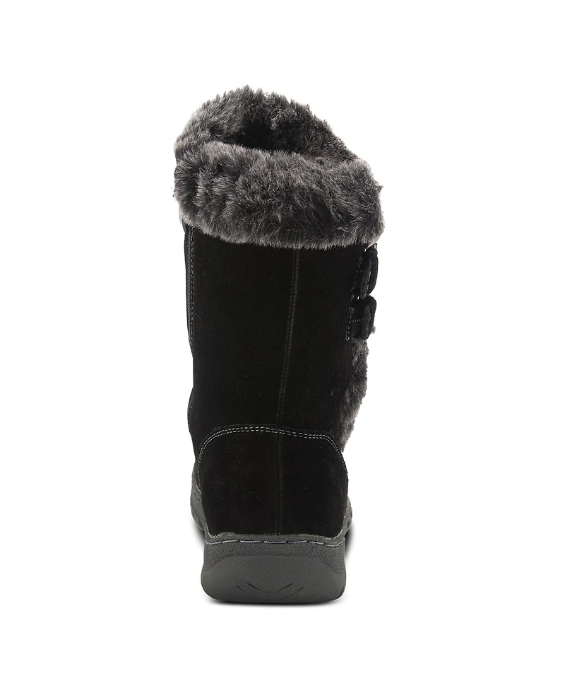 Azura Spring Step Achieve Suede Water Resistant Cold Weather Boot with Faux Fur Trim and Buckles