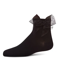 MeMoi Big Girls Tulle-Bow-Trimmed Mercerized Cotton-Rich Ankle Sock