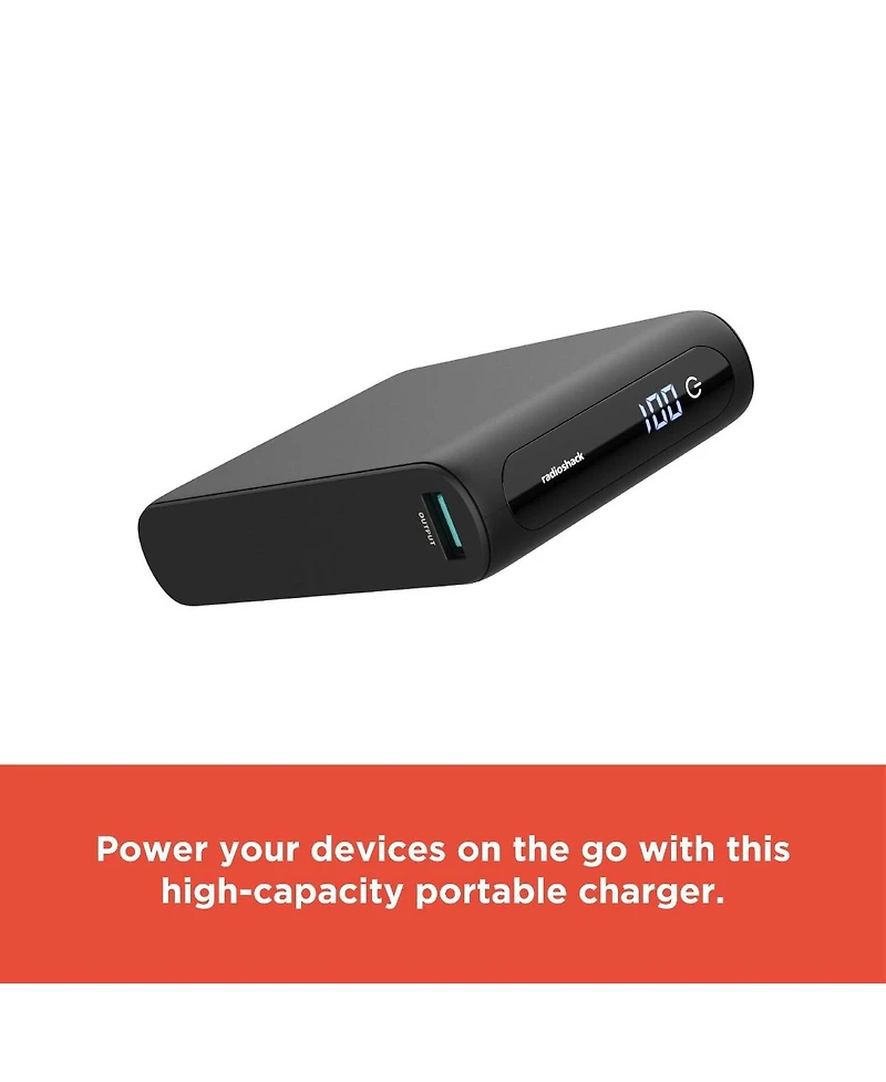 RadioShack Portable Battery Powerbank Charger 20,000 mAh 74 Wh Usb A and Usb C 20W With Led Display Black 2309276
