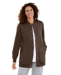 Woman Within Plus Fleece Baseball Jacket