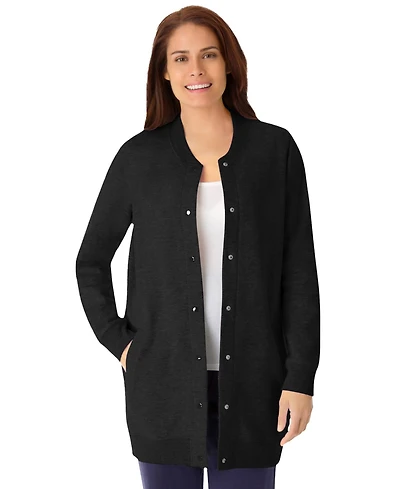 Woman Within Plus Fleece Baseball Jacket