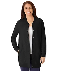 Woman Within Plus Fleece Baseball Jacket