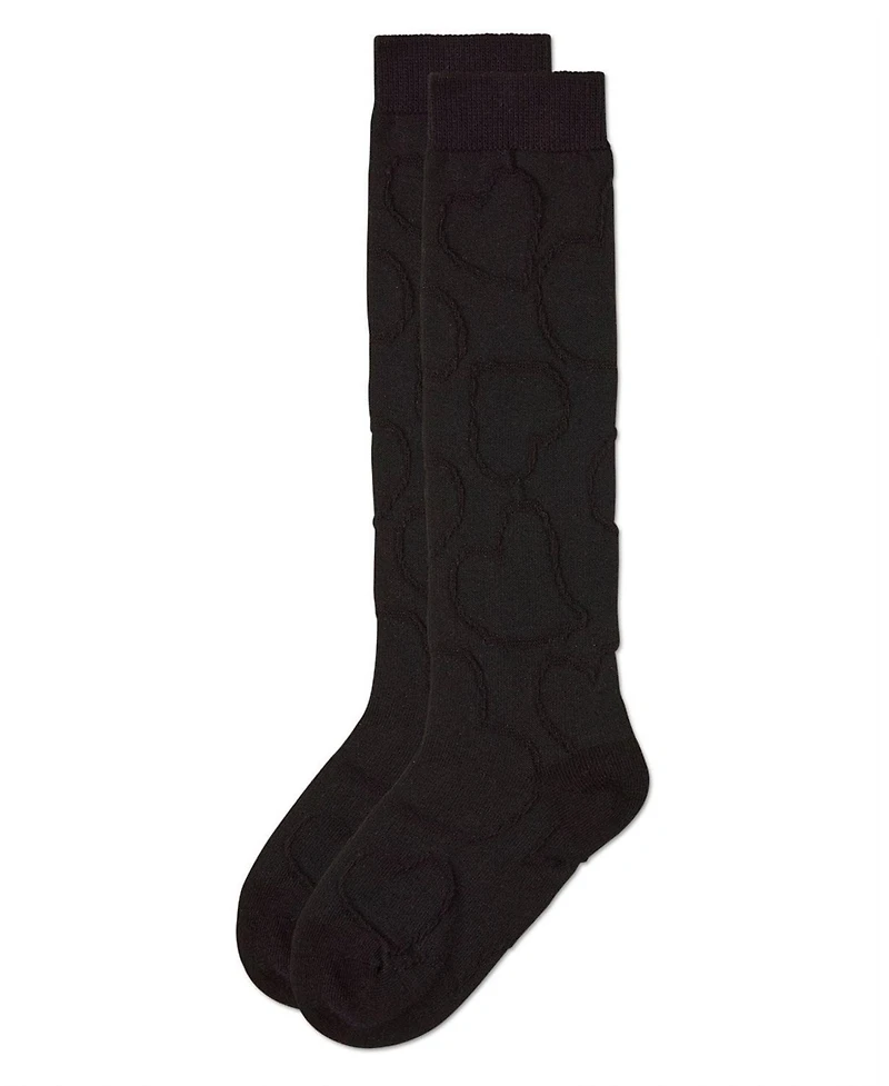 Memoi Little Girls Stretch Cotton Multi Heart Design Knee Sock