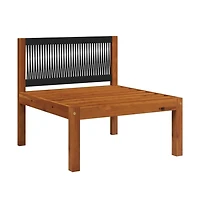 Garden Middle Sofa with Cushions Wood Acacia&Rope