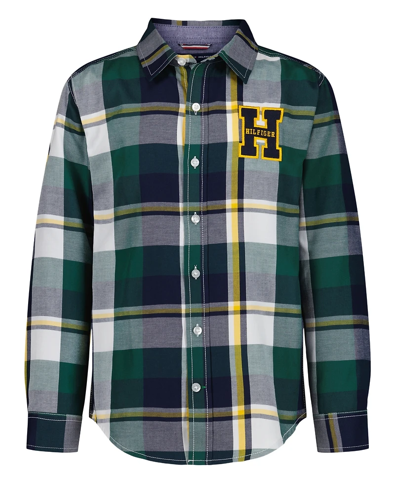 Tommy Hilfiger Boys 2T-7 Patch Plaid Point Collar Shirt