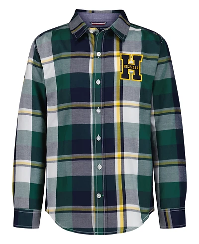 Tommy Hilfiger Boys 2T-7 Patch Plaid Point Collar Shirt