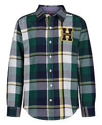 Tommy Hilfiger Boys 2T-7 Patch Plaid Point Collar Shirt