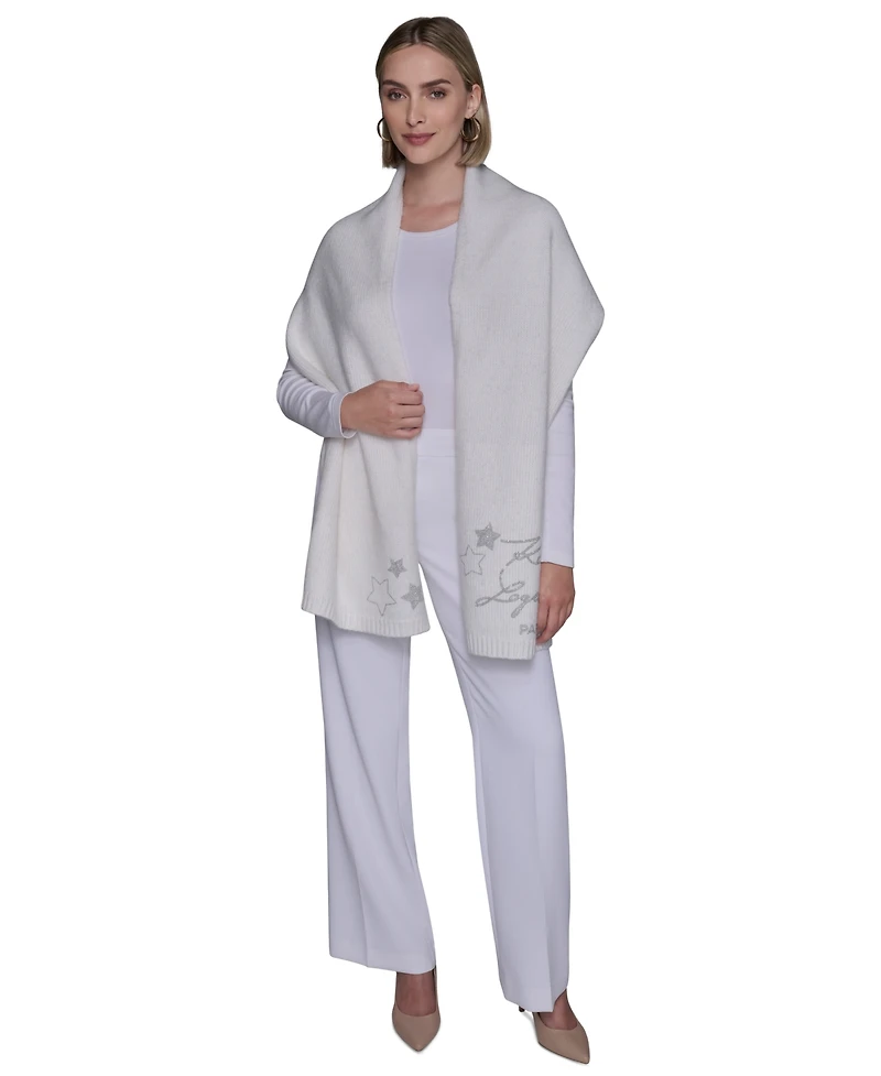 Karl Lagerfeld Paris Women's Star Stud Detail Scarf