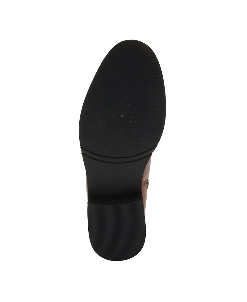 Azura Spring Step Hightail Knee-High Leather Boot with Calf Elastic Gore and Low Stacked Heel