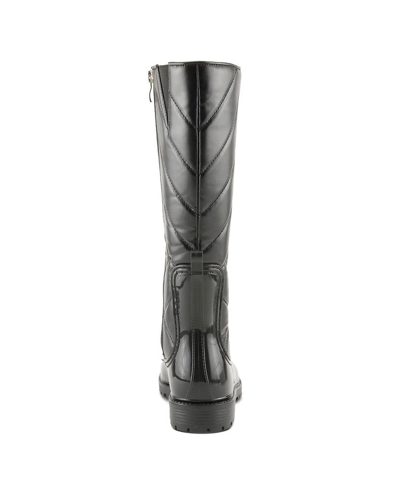 Spring Step Maiza Waterproof Quilted Rain Boots with Faux Fur Lining and Zipper Closure
