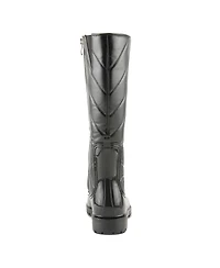 Spring Step Maiza Waterproof Quilted Rain Boots with Faux Fur Lining and Zipper Closure