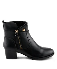 Azura Spring Step Nazca Leather Ankle Bootie with Gold Snap Button and Functional Zipper