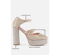 Rhinestones Embellished Platform Mary Jane Sandals Women