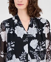 Anne Klein Women's Printed Button-Front Blouse