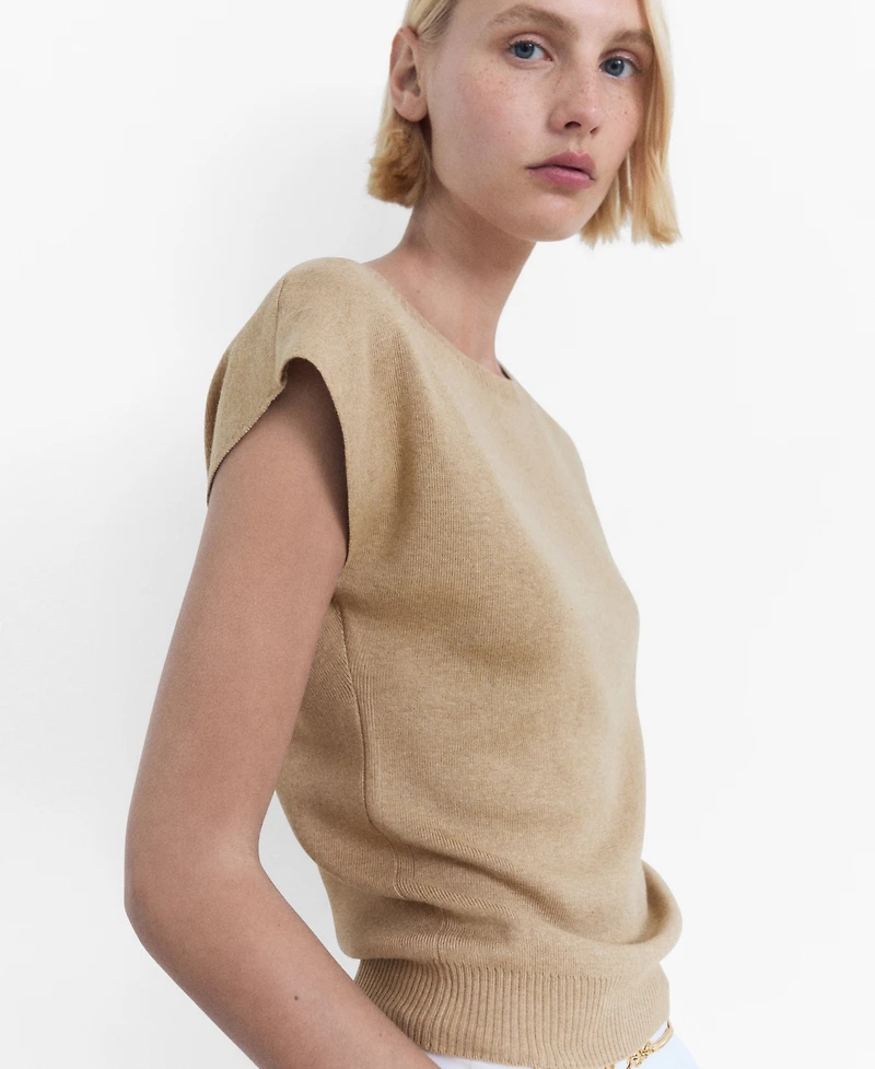 Mango Women's Short-Sleeved Fine-Knit Sweater