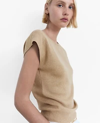 Mango Women's Short-Sleeved Fine-Knit Sweater