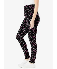 Woman Within Plus Size Within Stretch-Cotton Knit Pull-On Printed Leggings