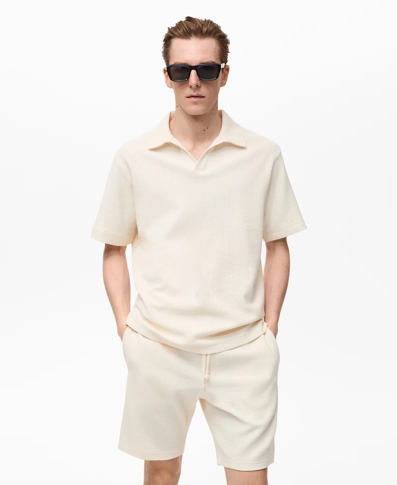 Mango Men's Regular-Fit Textured Polo Shirt