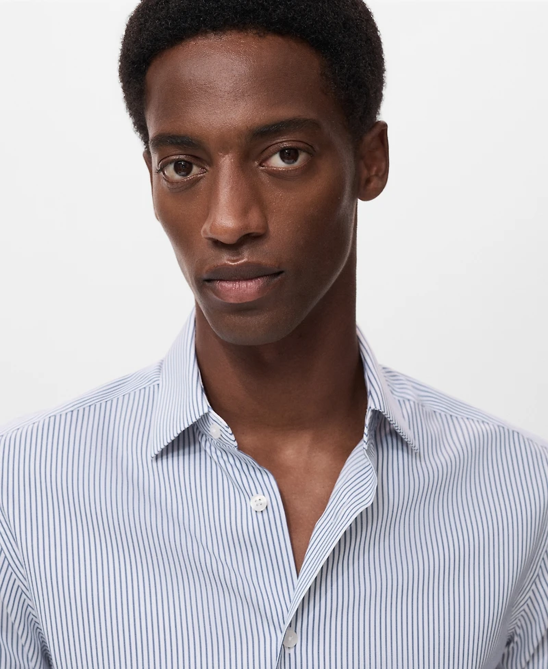 Mango Men's Regular-Fit Striped Cotton Shirt