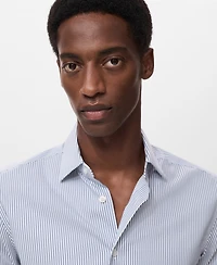 Mango Men's Regular-Fit Striped Cotton Shirt