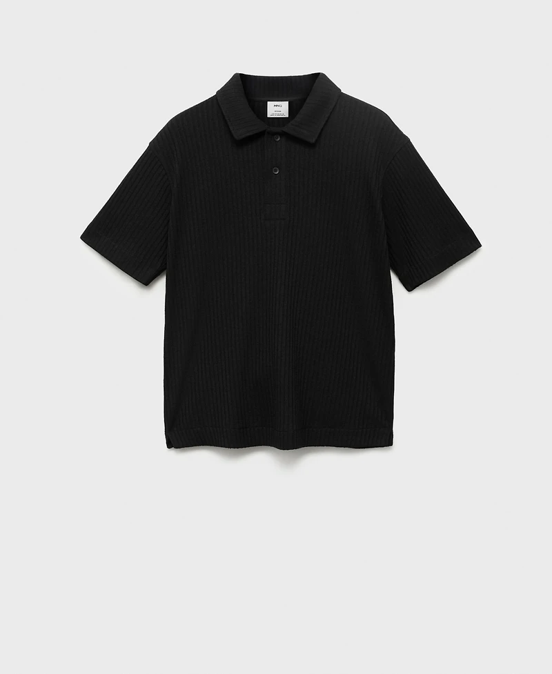 Mango Men's Textured Knitted Polo Shirt