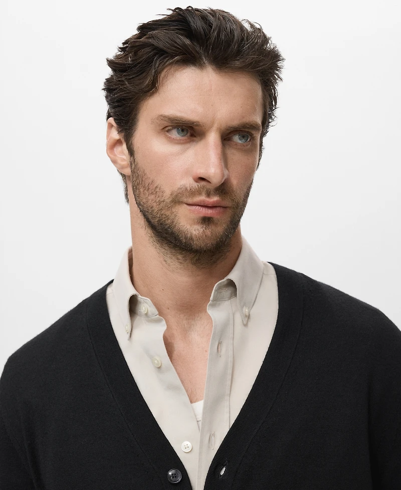 Mango Men's Merino Wool Cardigan