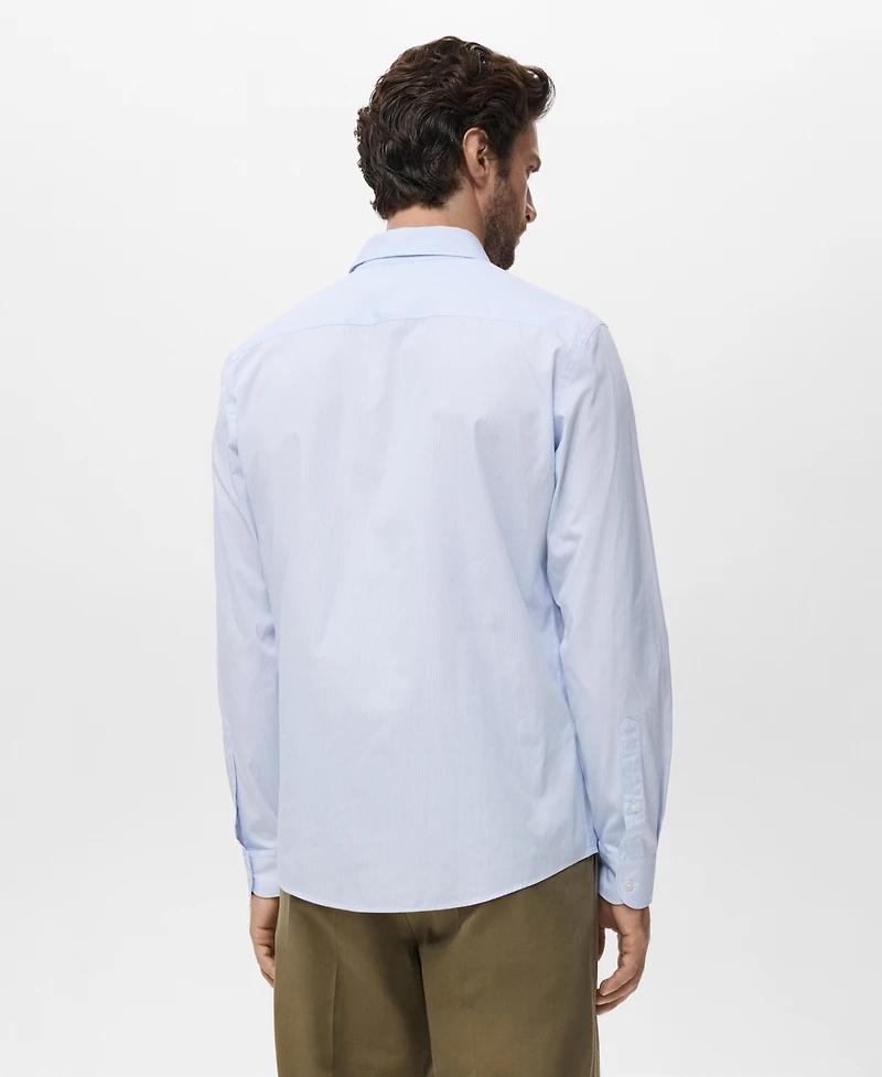 Mango Men's Regular Fit Striped Cotton Shirt
