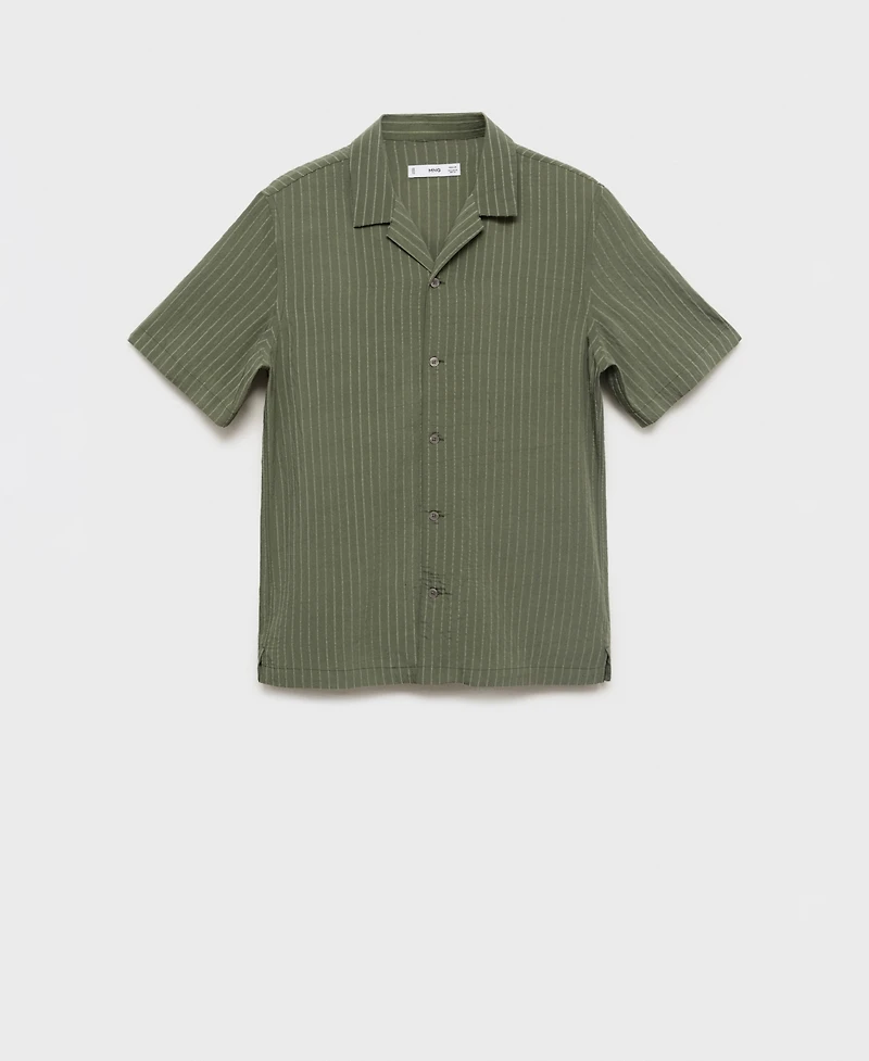 Mango Men's Short Sleeve Striped Shirt